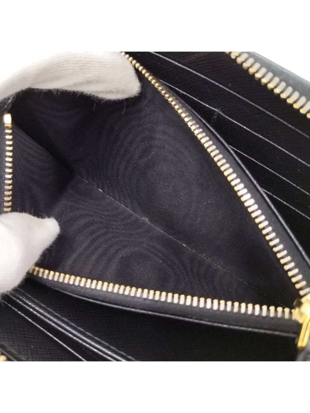 Prada Saffiano Triangle Logo Zip Around Wallet